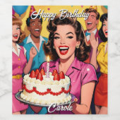 Gefeliciteerd verjaardag | Gepersonaliseerde Retro Wijn Etiket (Enkel label)