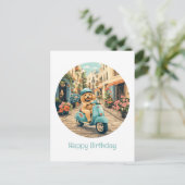 Gefeliciteerd Verjaardag Goldendoodle Hond Op Scoo Briefkaart (Staand voorkant)