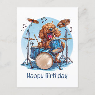 Gefeliciteerd Verjaardag Goldendoodle Hond Speelt Briefkaart