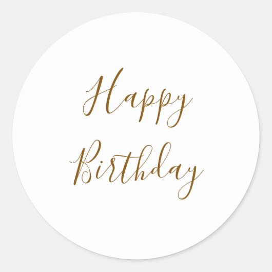 Gefeliciteerd Verjaardag Goud Aangepaste Kleur Tek Ronde Sticker (Voorkant)