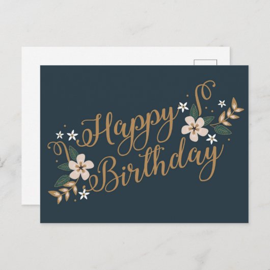 Gefeliciteerd Verjaardag Goud Briefkaart (Voorkant / Achterkant)