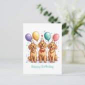 Gefeliciteerd Verjaardag Goud Retriever Honden Briefkaart (Staand voorkant)