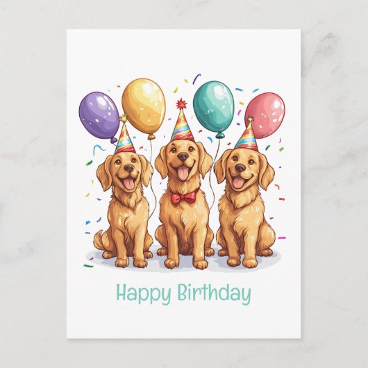 Gefeliciteerd Verjaardag Goud Retriever Honden Briefkaart (Voorkant)