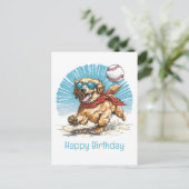 Gefeliciteerd Verjaardag Goud Retriever Speelt Hon Briefkaart (Staand voorkant)
