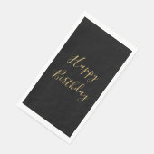 Gefeliciteerd Verjaardag Gouden Gele Tekst Zwart A Servet (Hoek)