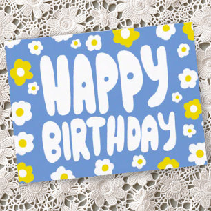 GEFELICITEERD VERJAARDAG Groovy Daisies AANGEGEVEN Briefkaart