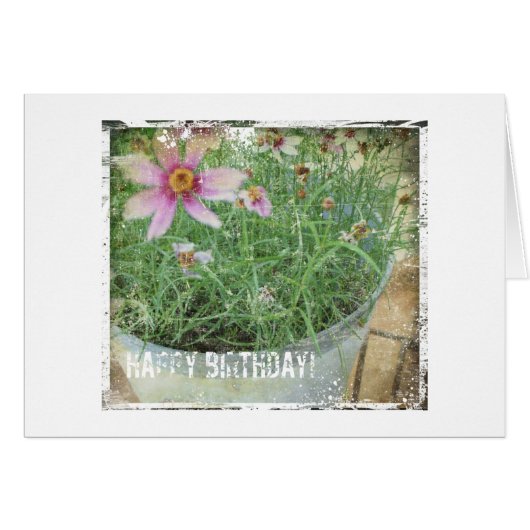 Gefeliciteerd Verjaardag Grunge Bloemen (Voorkant Horizontaal)