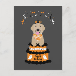 Gefeliciteerd Verjaardag Halloween Goud Retriever Briefkaart