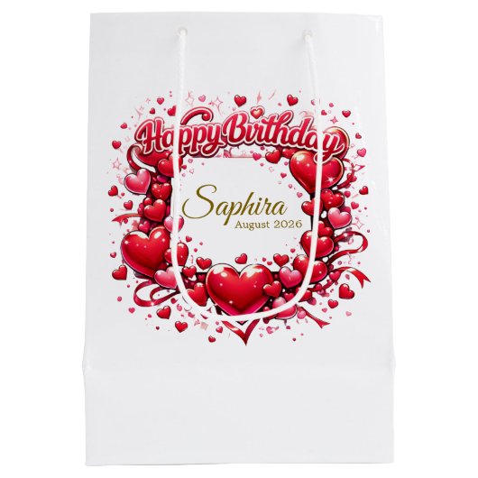 Gefeliciteerd Verjaardag Hart Frame, [Je Naam]! (A Medium Cadeauzakje (Achterkant)