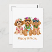 Gefeliciteerd verjaardag Hawaiaanse Goldendoodle h Briefkaart (Voorkant / Achterkant)