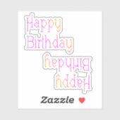 Gefeliciteerd Verjaardag Helder Roze Geel Sticker (Vel)