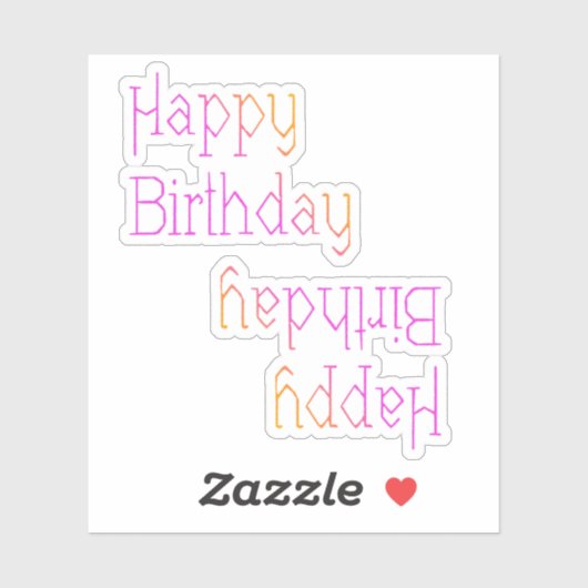 Gefeliciteerd Verjaardag Helder Roze Geel Sticker (Vel)