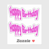 Gefeliciteerd Verjaardag Helder Roze Sticker (Vel)