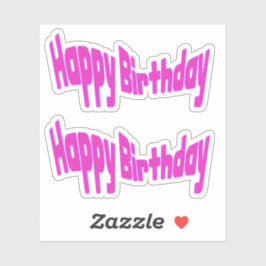 Gefeliciteerd Verjaardag Helder Roze Sticker