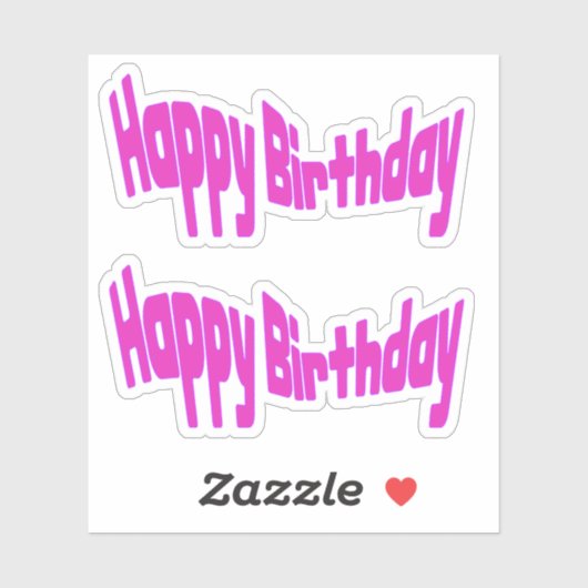 Gefeliciteerd Verjaardag Helder Roze Sticker (Vel)