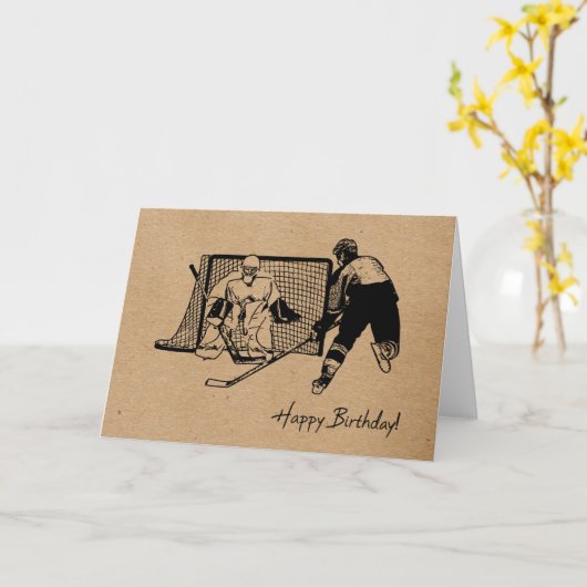 Gefeliciteerd verjaardag! Hockeykaart inkt schets Kaart (Gele Bloem)