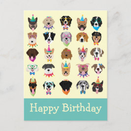 Gefeliciteerd Verjaardag Hondengezichten Pawty Die Briefkaart