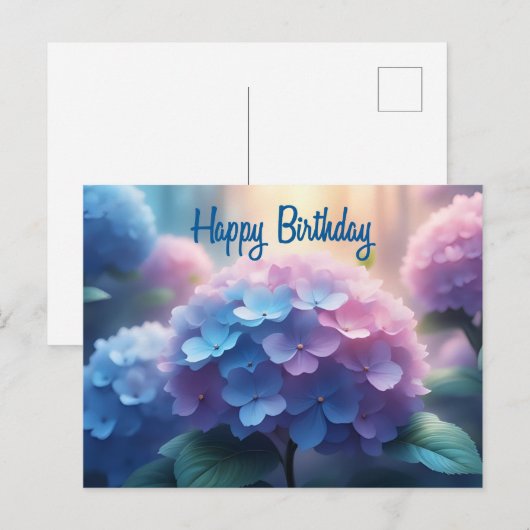 Gefeliciteerd Verjaardag Hortensia Bloemen  Briefkaart (Voorkant / Achterkant)