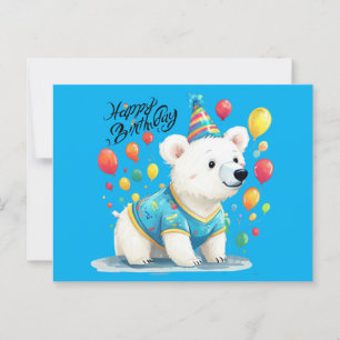 Gefeliciteerd Verjaardag IJsbeer Ballonnen Feest K Briefkaart