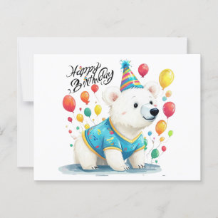 Gefeliciteerd Verjaardag IJsbeer Ballonnen Feest K Briefkaart