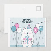 Gefeliciteerd Verjaardag IJsbeer Briefkaart (Voorkant / Achterkant)