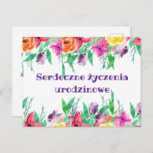 Gefeliciteerd verjaardag in het Pools urodziny oma Briefkaart (Voorkant / Achterkant)