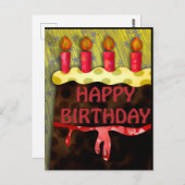 Gefeliciteerd verjaardag in rode cake | Kaarsen br Briefkaart (Voorkant / Achterkant)