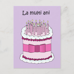 Gefeliciteerd verjaardag in Roemeense Cartoon Cake Briefkaart