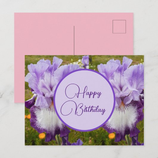 Gefeliciteerd Verjaardag Iris bloemen dames briefk Briefkaart (Voorkant / Achterkant)