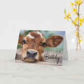 Gefeliciteerd verjaardag | Kalfje Kaart (Gele Bloem)