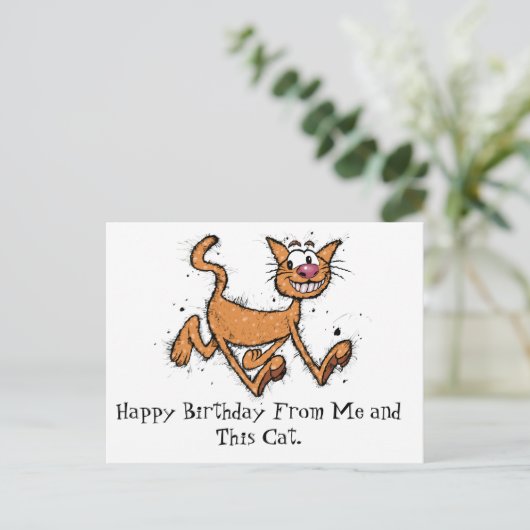 Gefeliciteerd Verjaardag Kat Briefkaart (Staand voorkant)