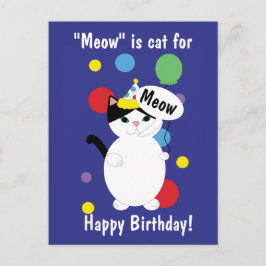 Gefeliciteerd Verjaardag Kat Kleurrijk Grappig Meo Briefkaart