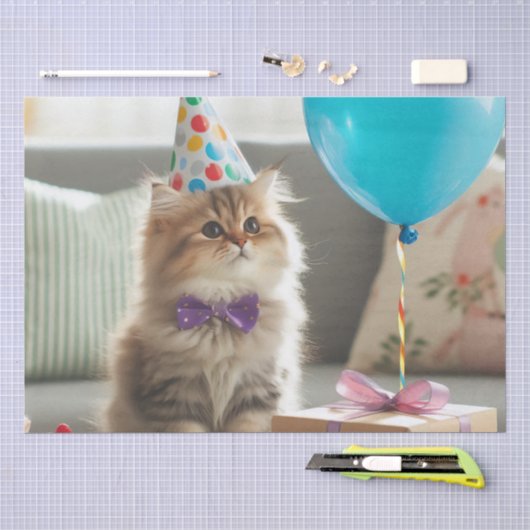 Gefeliciteerd Verjaardag Kitty Kat Tissuepapier (Craft)