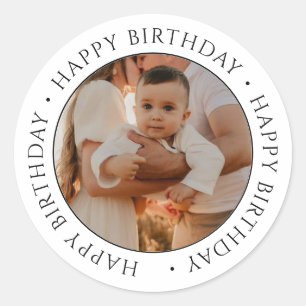 Gefeliciteerd Verjaardag   Klassieke Eenvoudige Aa Ronde Sticker