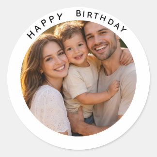 Gefeliciteerd verjaardag | Klassieke Eenvoudige Aa Ronde Sticker