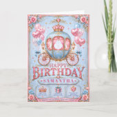 Gefeliciteerd verjaardag kleine prinsessenkoets kaart (Voorkant)