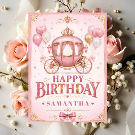 Gefeliciteerd verjaardag kleine prinsessenkoets kaart