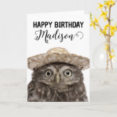 Gefeliciteerd verjaardag | Kleine Uil Kaart (Gele Bloem)