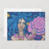 "Gefeliciteerd verjaardag" kleine Zeemeermin onder Briefkaart (Voorkant / Achterkant)