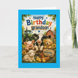 Gefeliciteerd Verjaardag Kleinzoon Boerderijdieren Kaart