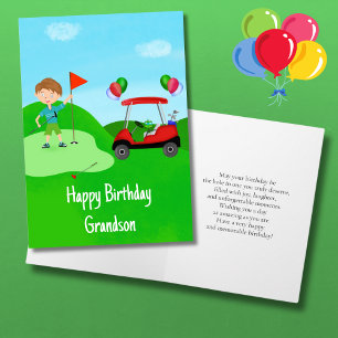 Gefeliciteerd Verjaardag Kleinzoon Jongen Golfer O Kaart