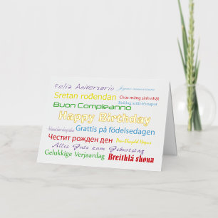 Gefeliciteerd Verjaardag Kleurrijk Veel Talen Folie Wenskaart