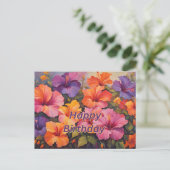 Gefeliciteerd Verjaardag Kleurrijke Hibiscus Bloem Briefkaart (Staand voorkant)