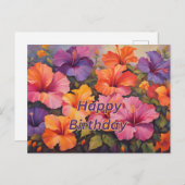 Gefeliciteerd Verjaardag Kleurrijke Hibiscus Bloem Briefkaart (Voorkant / Achterkant)
