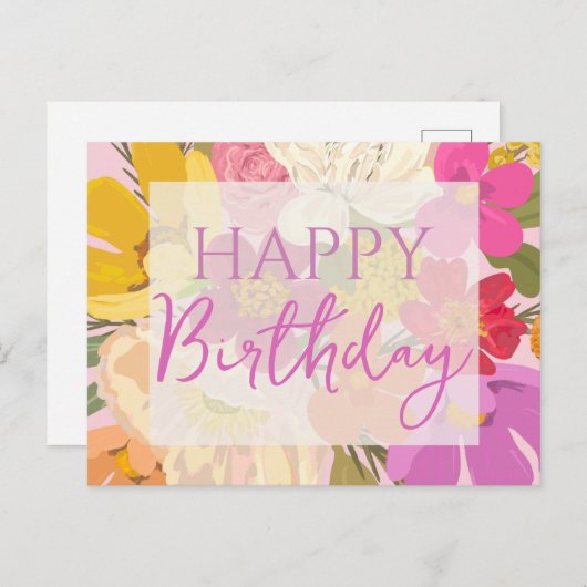 Gefeliciteerd Verjaardag Kleurrijke Lente Bloemen Briefkaart (Voorkant / Achterkant)