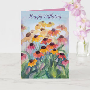 Gefeliciteerd Verjaardag Kleurrijke Wilde Bloem Ke Kaart