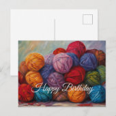 Gefeliciteerd Verjaardag Kleurrijke Wolbal Garens Briefkaart (Voorkant / Achterkant)