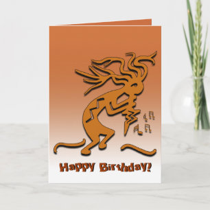 Gefeliciteerd Verjaardag Kokopelli Muzikant Noten Kaart