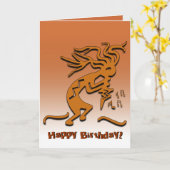 Gefeliciteerd Verjaardag Kokopelli Muzikant Noten Kaart (Gele Bloem)