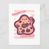 Gefeliciteerd verjaardag laten we biologie cel woo briefkaart (Voorkant)